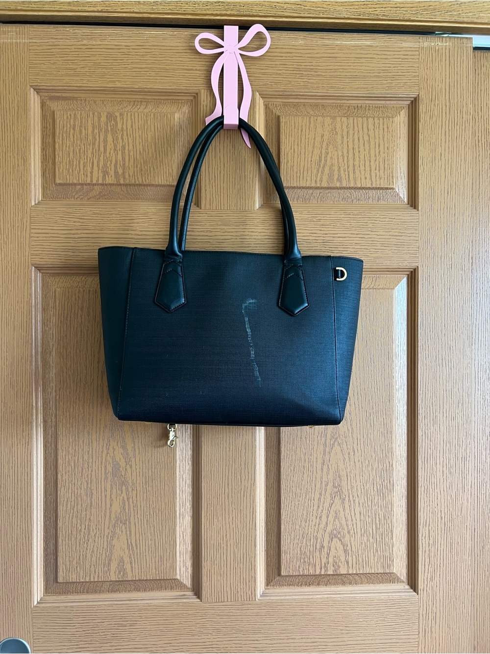 Dagne Dover Black Tote with Gold Hardware